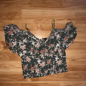 Floral F21 off the shoulder ruffle tank